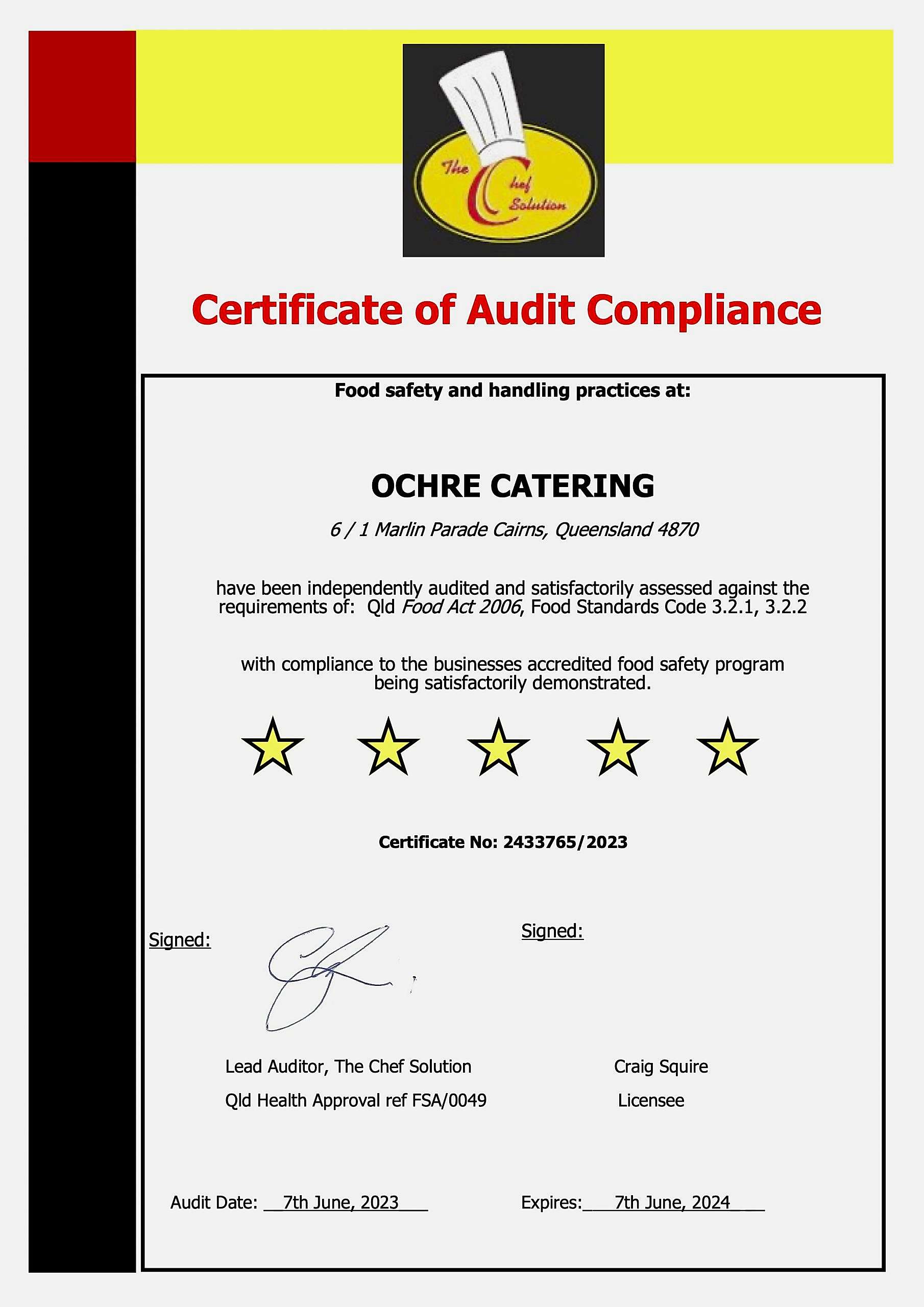 covid compliant caterers cairns accredited food safety program